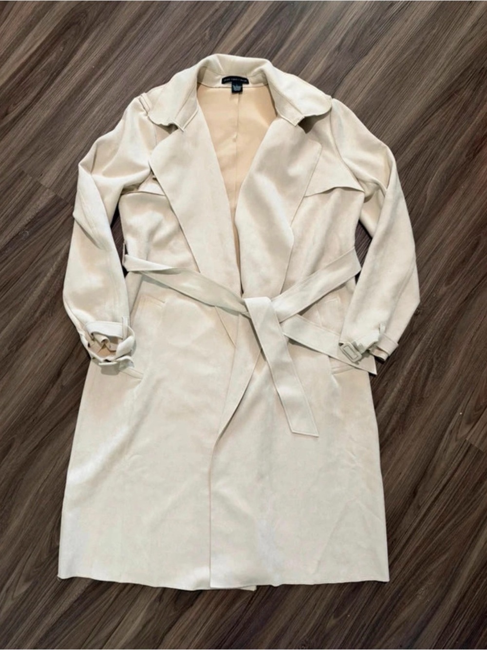Joan Vass Soft Cream Wrap Trench Coat
